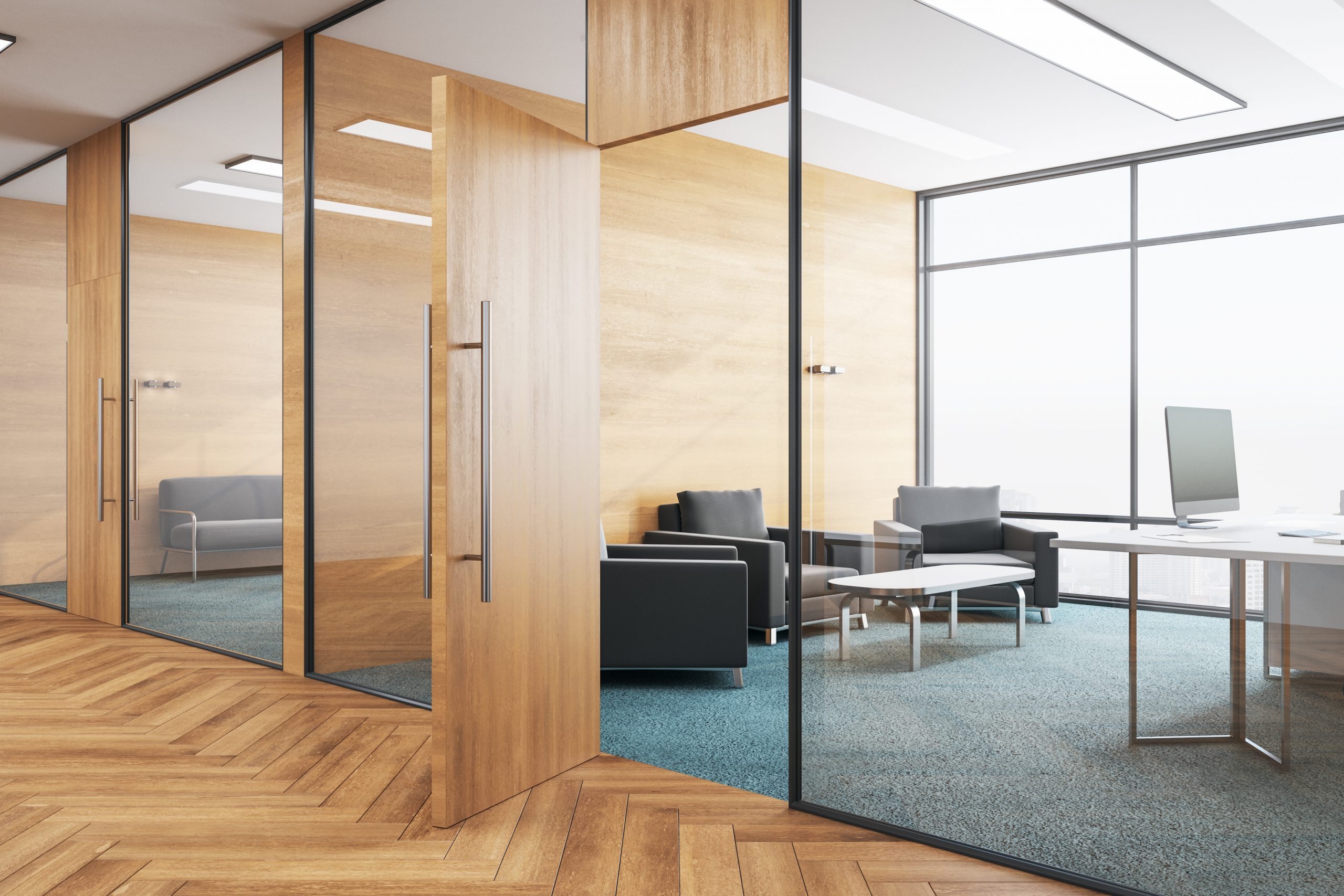 woodern partition in office