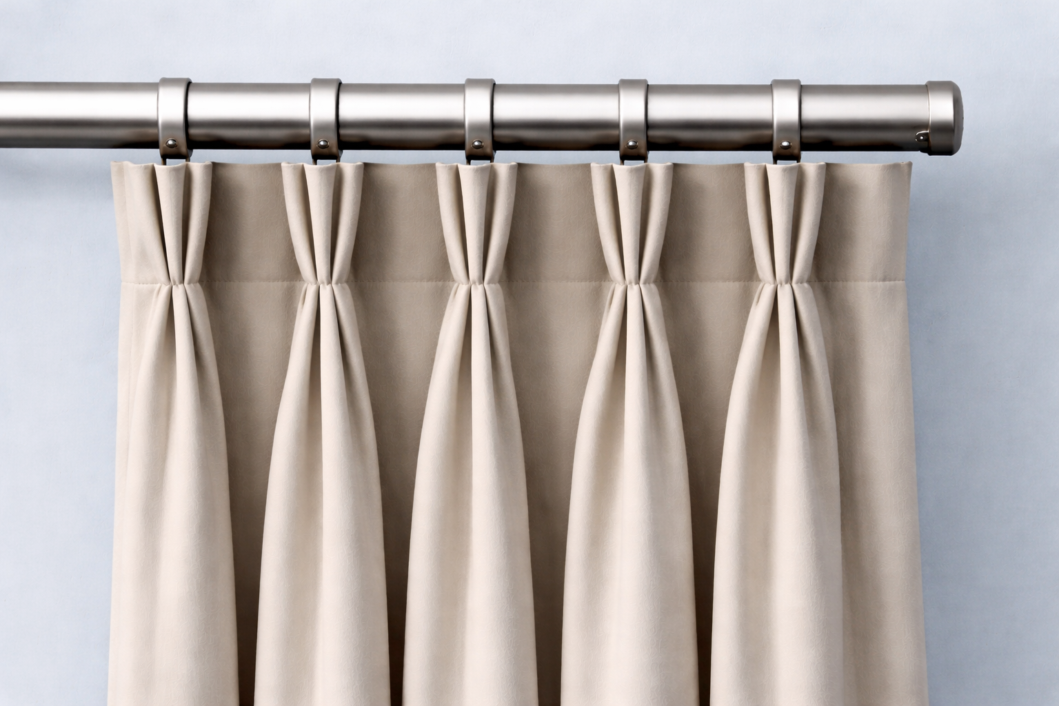 Pleats are pinched and stitched at the top, classic, elegant, full appearance.