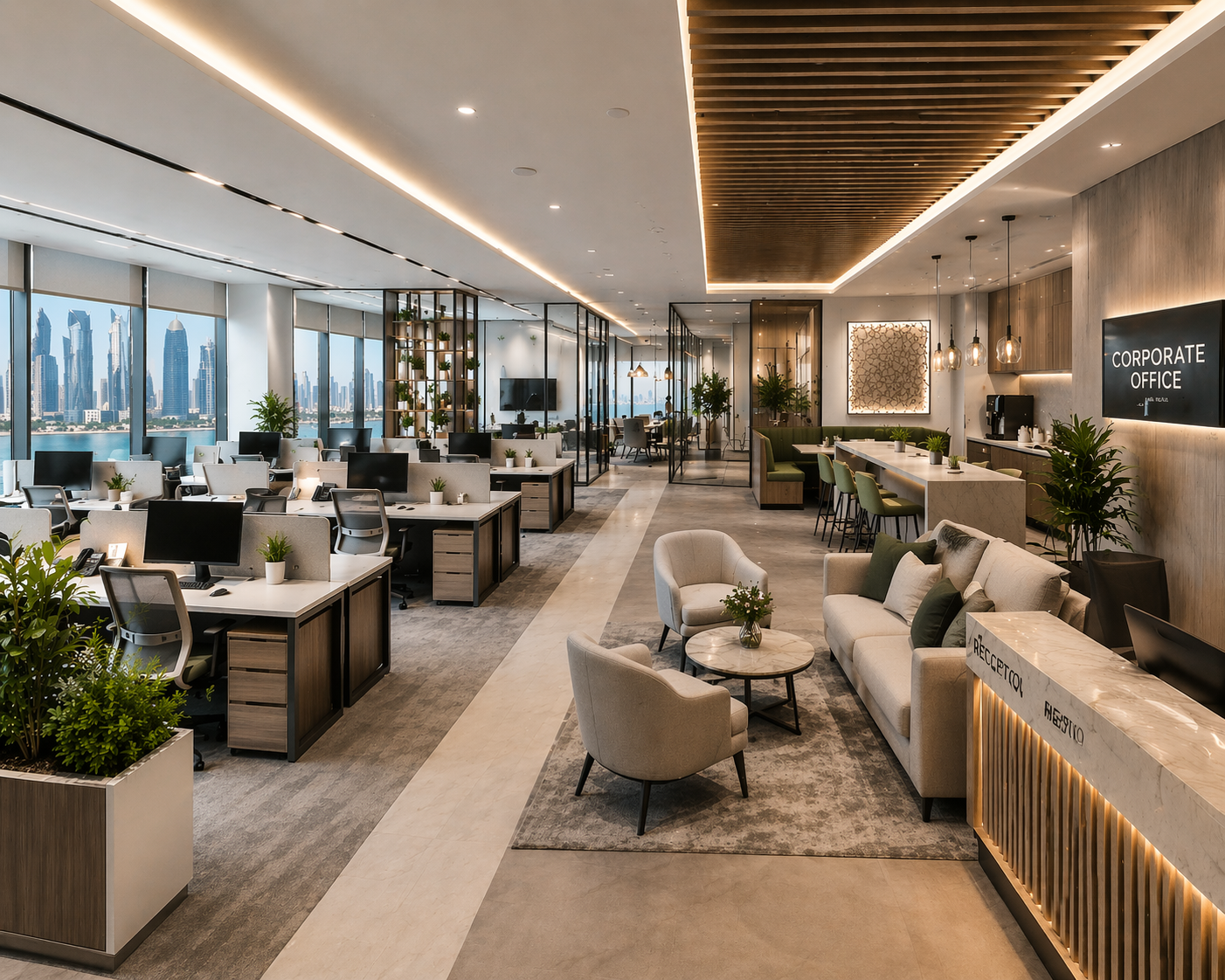 End-to-end office interior fit-out across Doha — design to handover.