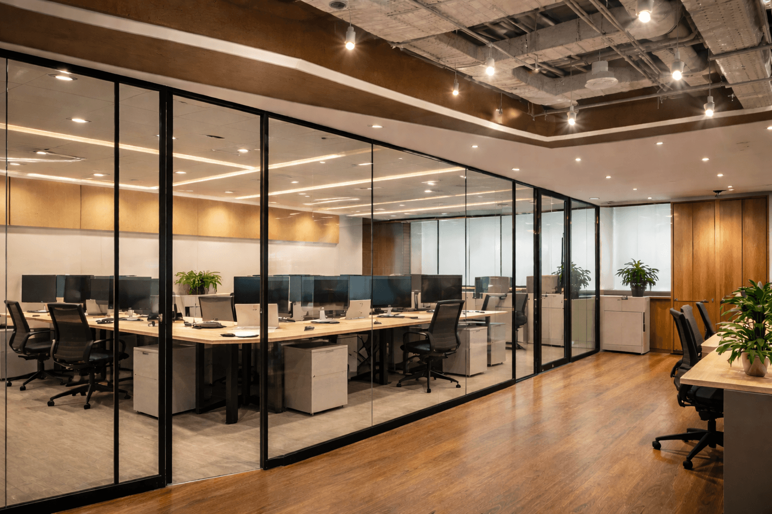 We design and build productive, professional office spaces in Qatar — covering partitions, ceilings, flooring, furniture and full interior fit out from start to finish.